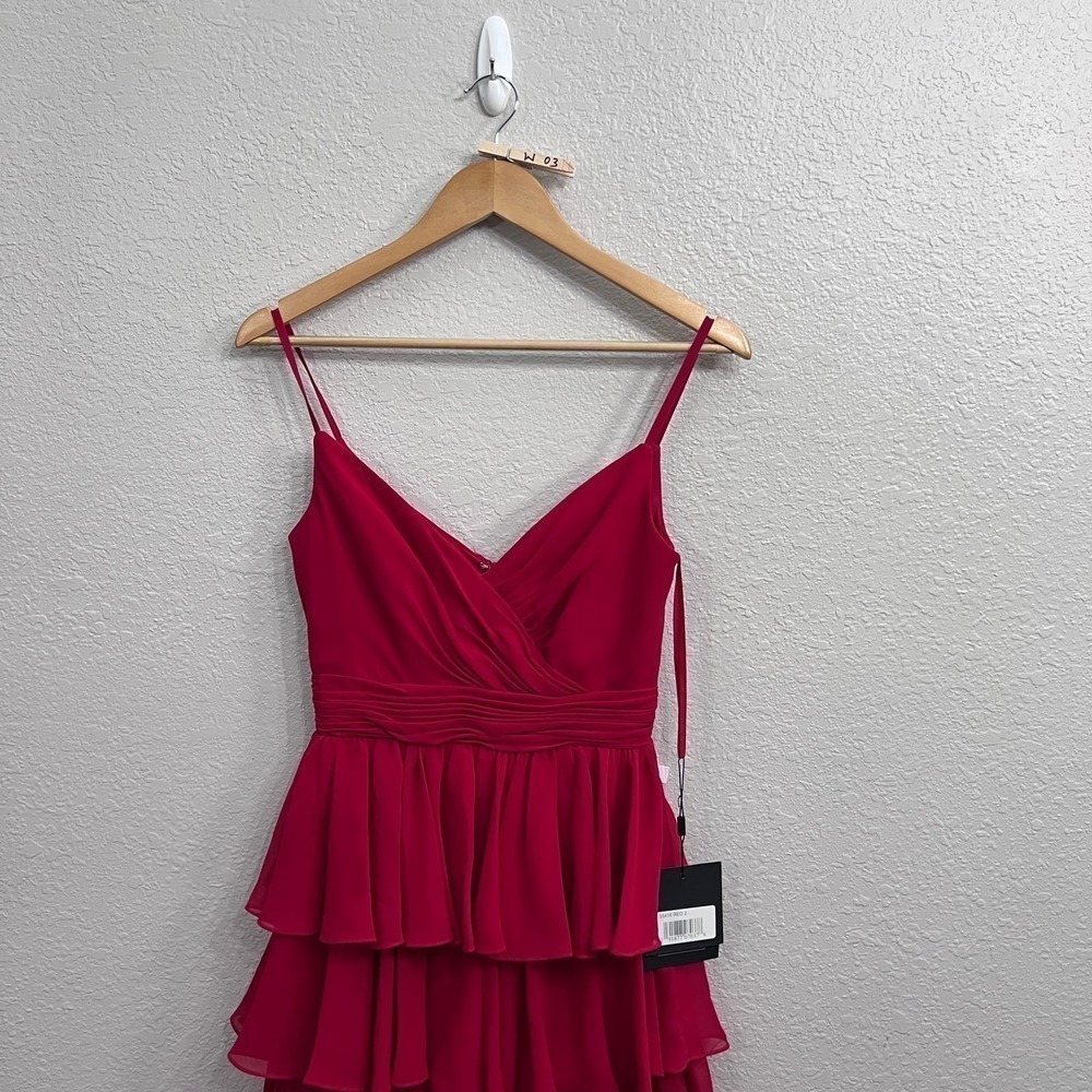 NEW Mac Duggal Nordstrom Red ruffle gown maxi dress size 2 - Picture 5 of 14